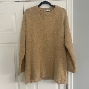 Zara Oversized Tan Sweater Tunic / Sweater Dress – Size Large tan